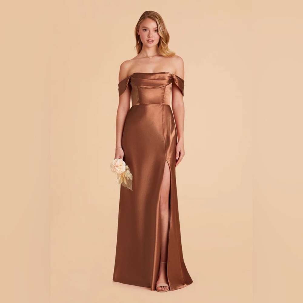 Birdy Grey Convertible Satin Rust Dress Size M (Altered)
